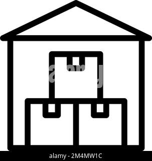 Warehouse Illustration Line Icon Design Stock Vector