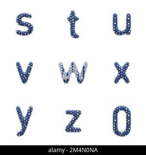 3D Render Set of Wizard Cloth Font including Letters,  Numbers and Punctuation Marks isolated on white background, including path embedded file for ea Stock Photo