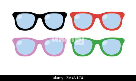 Different Color Glasses Frames. Vector isolated set of glasses icons Stock Vector