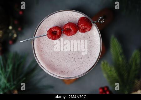 Clover club cocktail on festive holiday background, selective focus Stock Photo