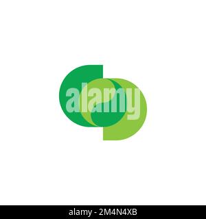letter cd linked green leaf geometric logo vector Stock Vector