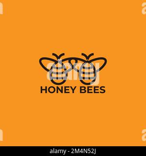 honey bees yellow drop water logo vector Stock Vector