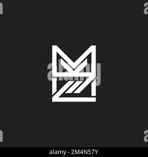letter mz simple geometric mosaic line logo vector Stock Vector