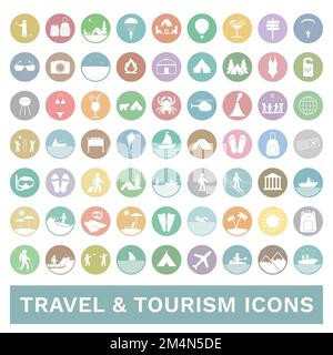 Travel and tourism icon set. Vector. Stock Vector