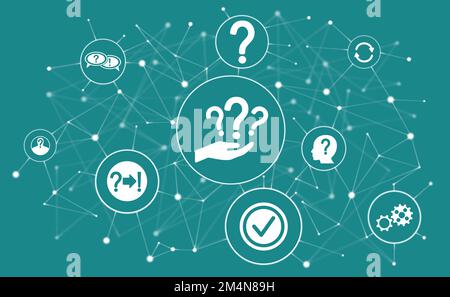 Concept of question with connected icons Stock Photo - Alamy