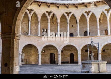 Palma, Spain - 8 November, 2022: Castel de Bellver, a circular castle overlooking the city of Palma, Mallorca Stock Photo