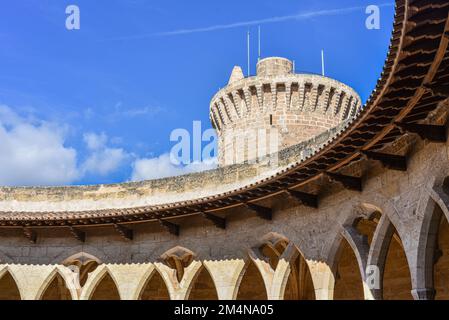 Palma, Spain - 8 November, 2022: Castel de Bellver, a circular castle overlooking the city of Palma, Mallorca Stock Photo