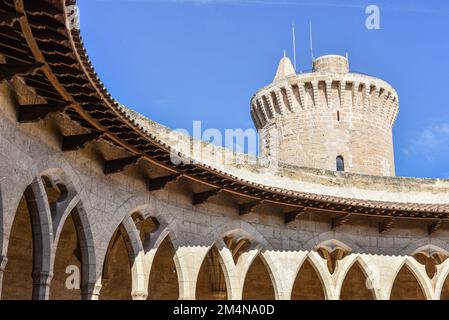 Palma, Spain - 8 November, 2022: Castel de Bellver, a circular castle overlooking the city of Palma, Mallorca Stock Photo