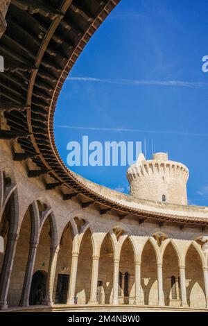 Palma, Spain - 8 November, 2022: Castel de Bellver, a circular castle overlooking the city of Palma, Mallorca Stock Photo