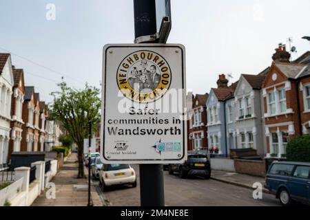 London- September 2022: Neighbourhood Watch sign on residential street in Wandsworth south west London Stock Photo