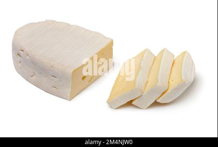 French le coq de bruyere cheese and slices isolated on white background close up Stock Photo