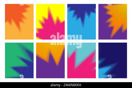 Set of minimal cover designs with halftone patterns. Colorful dots pattern background. Stock Vector