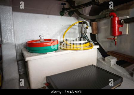 engine room of a boat. clean and neat in australia Stock Photo