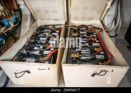 battery bank on a fishing boat in australia Stock Photo