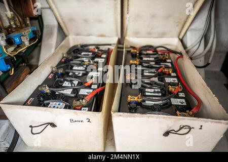 battery bank on a fishing boat in australia Stock Photo
