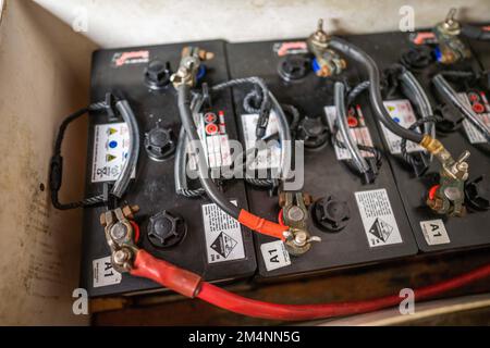 battery bank on a fishing boat in australia Stock Photo
