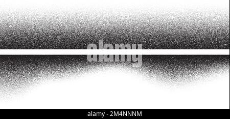 Black noise stipple dots halftone pattern on white horizontal background, grainy texture Stock Vector