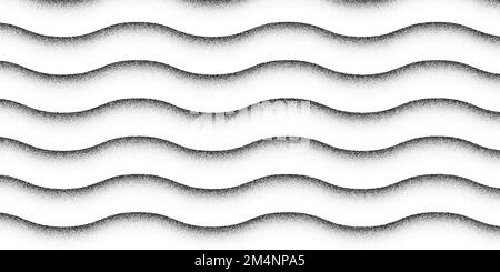Abstract seamless stippled halftone waves pattern. wavy dots pattern background Stock Vector