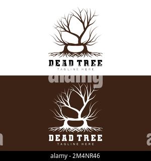 Tree Logo Design, Dead Tree Illustration, Wild Tree Cutting, Global Warming Vector, Earth Drought, Product Brand Icons Stock Vector