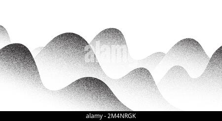 Dot stipple mountain illustration, hill sand grain dots pattern background Stock Vector