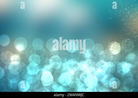 Abstract underwater illustration. Beautiful abstract gradient turquoise blue white lightening bokeh circles background texture from unterwater bubbles Stock Photo