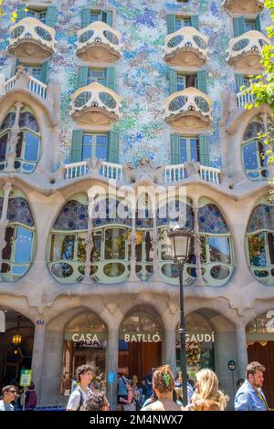 Casa Batlló, one of Antoni Gaudi's buildings on Passeig de Gràcia in Barcelona, Spain Stock Photo