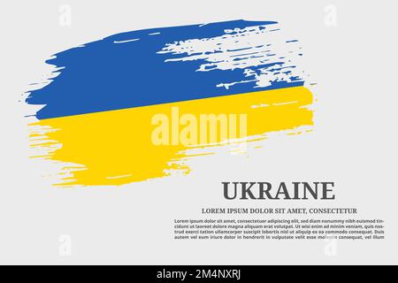 Ukraine flag grunge brush and text poster, vector Stock Vector