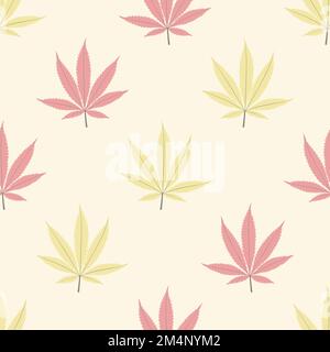 Seamless marijuana background with geometric leaves pattern Stock Vector
