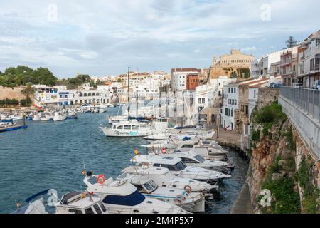 Ciutadella Spain. The harbour in the spanish town of Ciutadella, Menorca, Balearic Islands, Spain Stock Photo