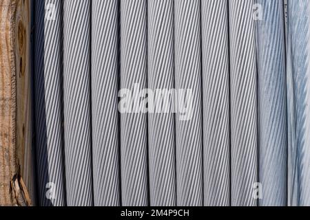 Section of a spool of high voltage electrical cable Stock Photo