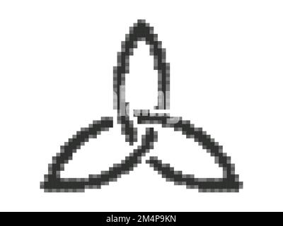 Triquetra in pixel style. Pixelated Triquetra symbol isolated on white background. Style of 8-bit retro games from the 80s and 90s. Design for app, ba Stock Vector
