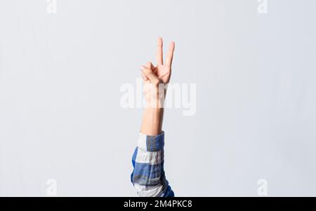 Counting the number TWO in sign language. Fingers counting the number ...