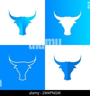 Bull Colorful Icon Logo Variations Set Vector Illustration Stock Vector