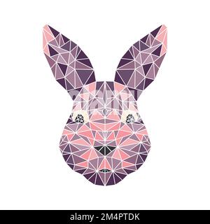 Rabbit low poly design. Hare polygonal art. Vector illustration of rabbit head in geometric graphic style. Colorful triangles. 2023 symbol. Stock Vector