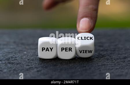 Dice form the expressions 'pay per view' and 'pay per click'. Stock Photo