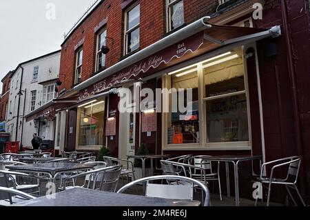 Outside of Tate's, the award-winning fish & chip shop in the town centre in Boston Lincolnshire Stock Photo