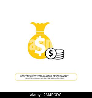 Money reserved bag and coins full vector design, finance, commerce and economy icons Stock Vector