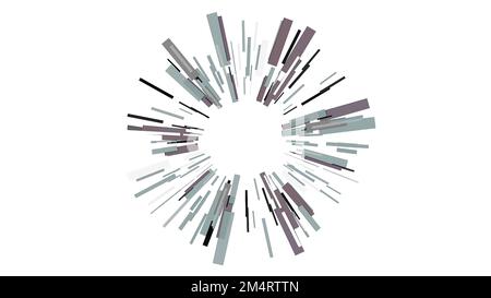 Background with animation. Motion.Small rectangular multicolored lines that make up a proportional circle rotate in turn. High quality 4k footage Stock Photo