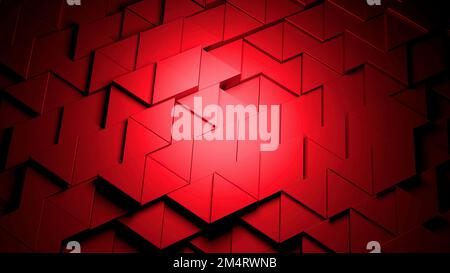Abstract triangular tile pattern animation. Design. Wall of small 3D figures of triangles moving up and down Stock Photo