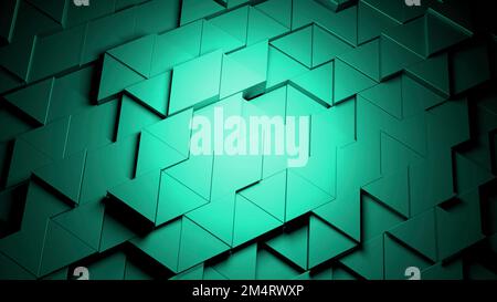 Abstract triangular tile pattern animation. Design. Wall of small 3D figures of triangles moving up and down Stock Photo