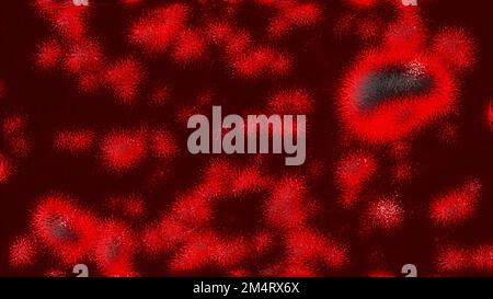 Abstract medicine and biology concept, blood under microscope. Motion. Flowing randomly cells of blood and virus Stock Photo