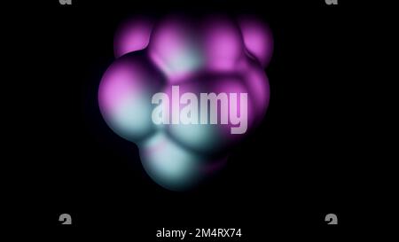 Abstract bubbles stuck together isolated on a black background. Design. Pulsating figure od same siza balls Stock Photo