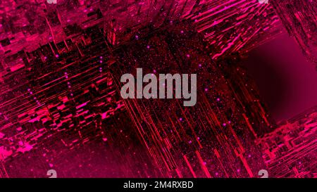Flying into digital technologic tunnel with 3D big data objects. Motion. Technological and connection motion background, concept of artificial intelli Stock Photo