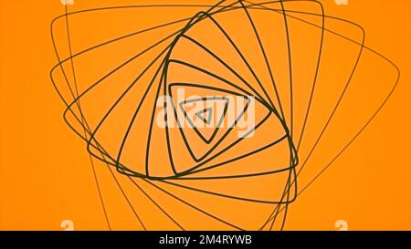 Animation with rotating triangles in spiral. Motion. Beautiful geometric spiral of triangles on colored background. Stylish geometric spiral of spread Stock Photo