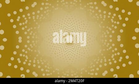 Yellow background. Motion.White circles composing a bright room moving forward in 3d format. High quality 4k footage Stock Photo