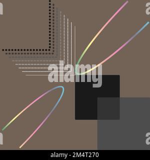 A background created from abstract shapes in pastel colors and bright, repeating lines. Stock Vector