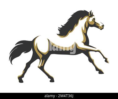 Emblem of Running Horse isolated on white background. Vector illustration. Stock Vector