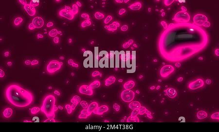 Abstract medicine and biology concept, blood under microscope. Motion. Flowing randomly cells of an alien creature blood Stock Photo