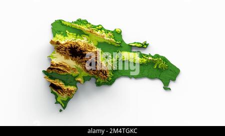 A Dominican Republic Map Shaded relief Color Height map on the sea Blue Background Stock Photo