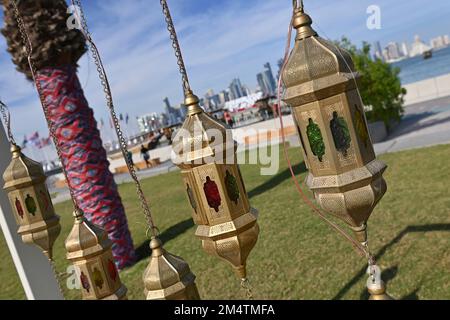 Impressions from Doha/Qatar on November 29th, 2022. FIFA Fanfest, Corniche West Bay.The Corniche. Skyline, Silhouette, Skyscraper. Soccer World Cup 2022 in Qatar from 20.11. - 18.12.2022 Stock Photo